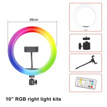 10 inch RGB Ring Light with Stand Phone Holder Dimmable Selfie Ring Light with multi colors and Remote Shutter for Makeup Live Stream YouTube Tiktok Photography