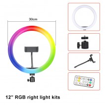 12 inch Selfie RGB Ring Light with Stand and Phone Holder for Makeup Photography YouTube Video Vlog TikTok Live Stream Led Ring Light Compatible with iPhone Android