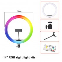 14 inch Selfie RGB Ring Light with Stand and Phone Holder for Makeup Photography YouTube Video Vlog TikTok Live Stream Color Changing Dimmable Led Multicolor