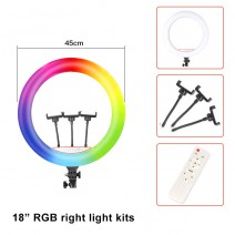 18 inch RGB Ring Light with Stand Phone Holder Dimmable Selfie multi colors and Remote Shutter for Makeup Live Stream YouTube Tiktok Photography