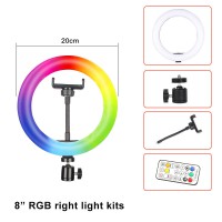 8 inch RGB Ring Light with Stand Selfie Ring Light Color Changing Dimmable Led Multicolor Ringlight for Makeup YouTube Video Vlog TikTok