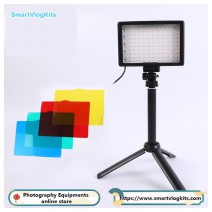 USB LED Video Light with Tripod Stand and Color Filters for Tabletop Low Angle Shooting Zoom Video Conference Lighting Game Streaming YouTube Video Photography