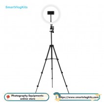 aluminum alloy tripod with 10 inch LED ring circle lamp with Phone Holder for Live Stream Makeup YouTube Video TikTok