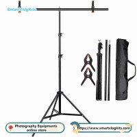 200x150cm T-Shape Portable Background Backdrop Support Stand Kit Adjustable Photo Backdrop Stand with Spring Clamps
