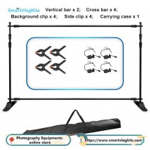 260x260cm Heavy Duty Backdrop Banner Stand Kit Adjustable Photography Step and Repeat for Parties Portable Trade Show Booth Background with Carrying Bag