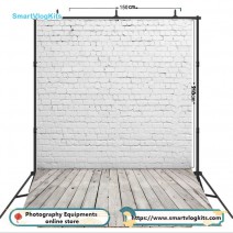 1.5x2.1m 5X7ft White Brick Wall With Gray Wooden Floor Photography Vinyl Backdrop