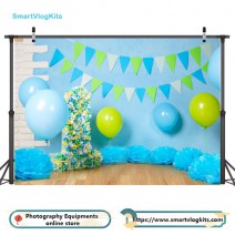 7X5FT 210x150cm Vinyl photography backdrop Balloon Paper Flower Wood Floor for Birthday Party Table Wallpaper Photo Studio Props