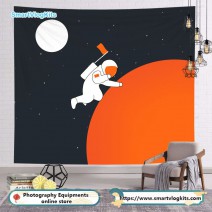 star moon Backdrop for Boy Outer Space Rocket Astronaut Theme Backdrop Night Sky Gold 100x70cm