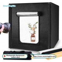 60x60x60cm Professional Photo Light Box Portable Photo Studio Box Folding Shooting Tent Kit with Brightness Dimmable LED Lights 3 Backdrops for Jewellery Food Shoes Photography