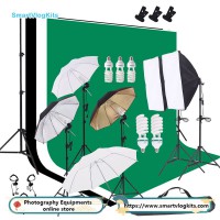Photo Lighting Kit 2M x 3M 6.6ft x 9.8ft Background Support System and Umbrellas Softbox Continuous Lighting Kit for Photo Studio Product Portrait and Video Shoot Photography
