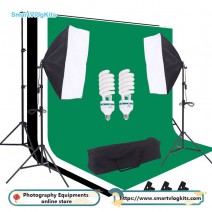 2pcs 135w Photography Lighting Kit Background Support System with Color Backdrop Umbrella Softbox Continuous Lighting Backdrop Kit for Photo Video Shooting