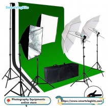 4pcs 45W Photography Lighting Kit Background Support System with Color Backdrop Umbrella Softbox Kit for Portrait Wedding Outdoor Shooting YouTube Videos Tiktok
