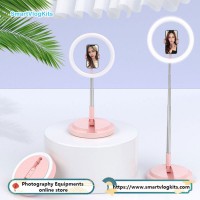 Adjustable Pink 10 Inches Ring Light Foldable Travel Ring Light with Stand 3 Color Modes Selfie Ring Light for Live Stream Makeup YouTube Video