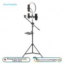 selfie live broadcast support with ring lamp and microphone arm holder for YouTube Facebook Live Stream TikTok Video Recording Vlog